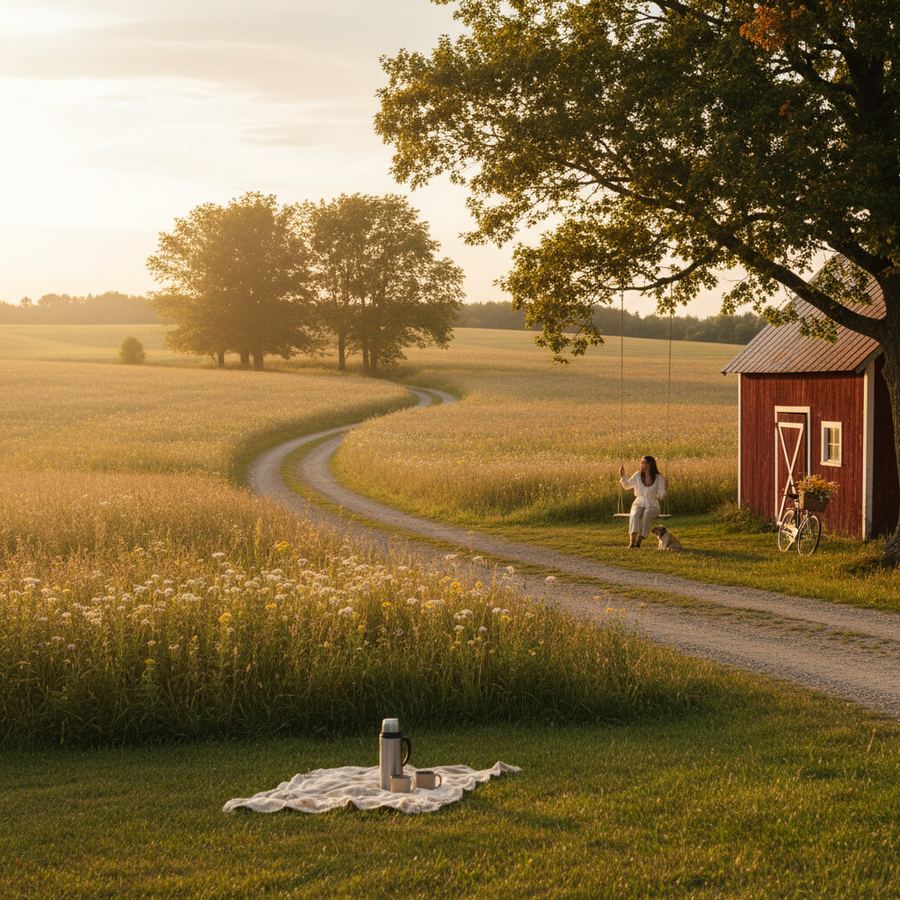A morning coffee on a wooden table beside a window looking out at a quiet Ontario street