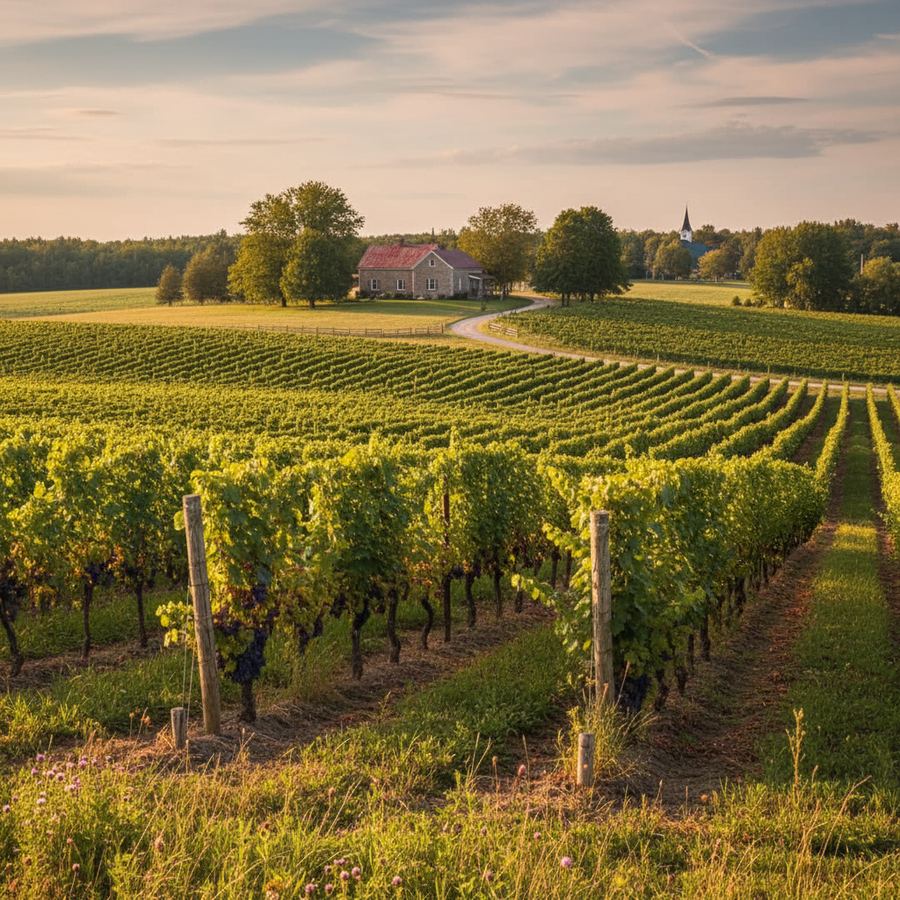 Vineyard rows in Prince Edward County