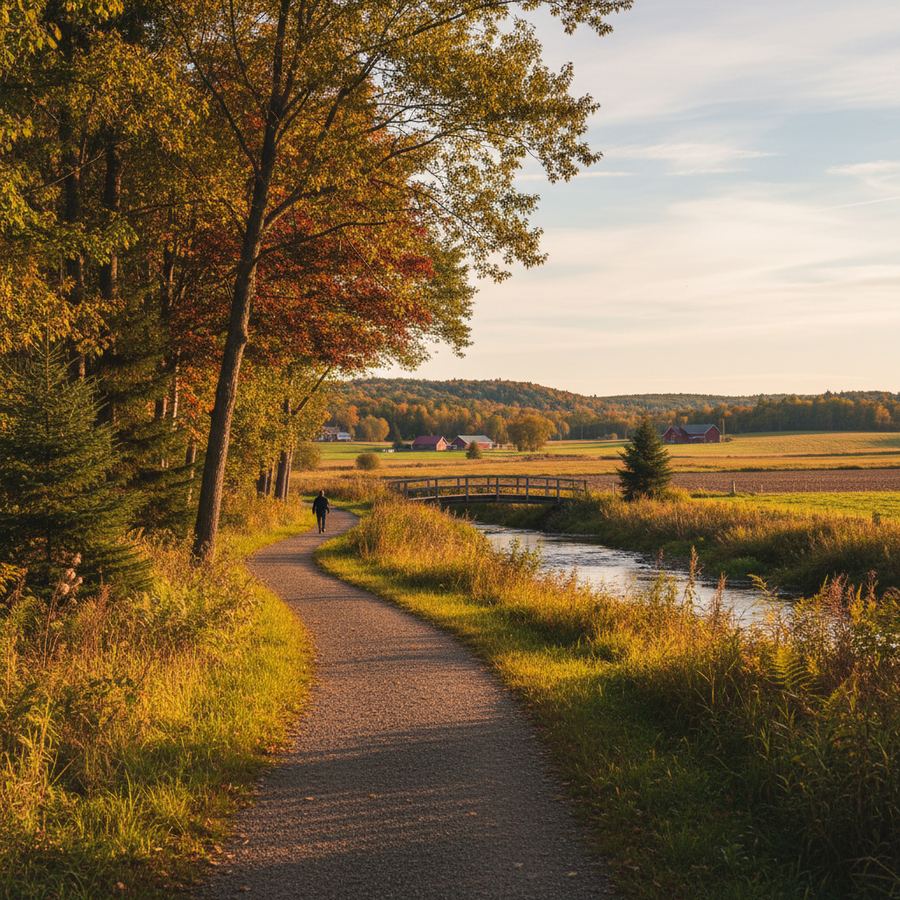 A snow-dusted trail through forest near the Petawawa community