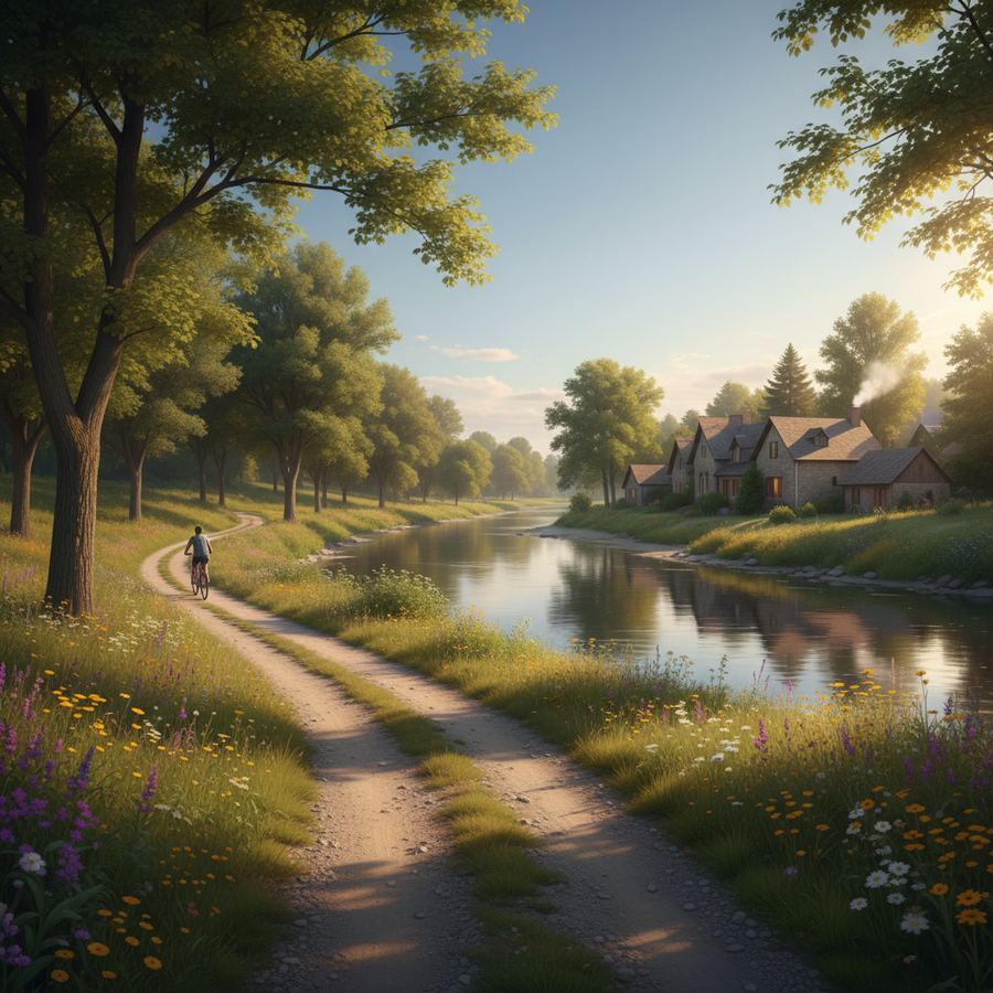 A shaded trail along the Nottawasaga River near Wasaga Beach