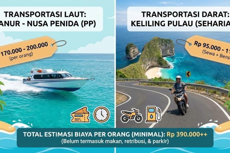 Rincian Biaya Day Trip Nusa Penida dari Sanur (Fast Boat + Motor)